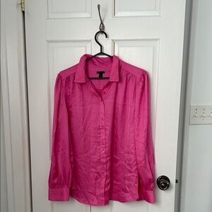 Ann Taylor Vibrant Pink Button-Down Blouse